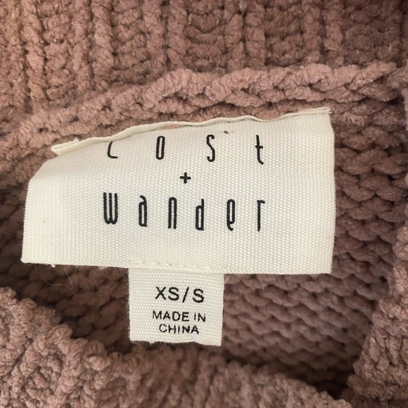 Lost And Wander Jolie Chenille Sweater Blush Pink Mauve Turtleneck Mockneck XS S - Picture 5 of 8